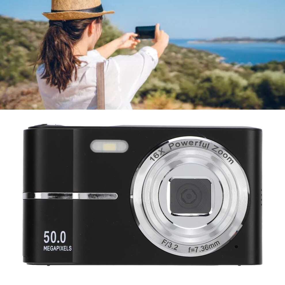 Pocket Digital Camera FHD 1080P 50MP Support AF Autofocus 16X Zoom Students Portable Compact Small Video Cam Black-image-OPC-PHQ8N7H-NEW