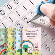 4pcs Grooved Handwriting Book Practice, Magic Copybook for Kidsgroovd Kids Writing with Auto Disappear Ink Pen-hy