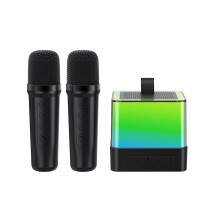 Mini kabelloses Karaoke-Mikrofon-Set mit Lautsprecher, LED-Leuchten, 1200mAh Akku
