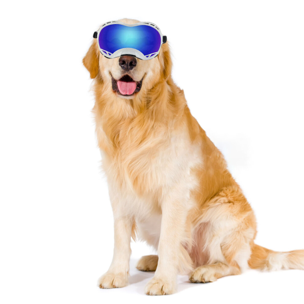 Pet Sunglasses Windproof Uv Resistance Glasses For Large Dogs Soft And Comfortable Pc Material Adjustable Strap Blue Lens 4191313466259
