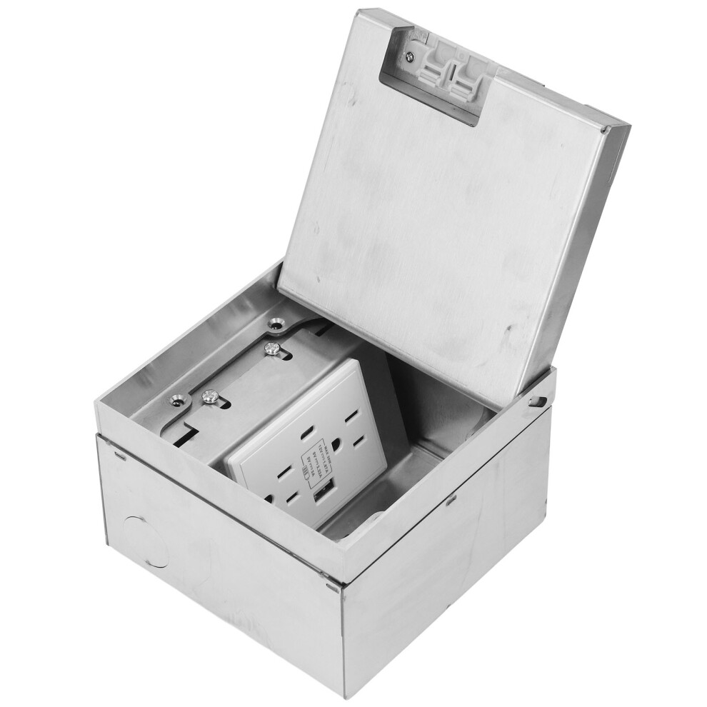 Recessed Floor Socket Dual 3 Prong Outlets Usb Type C Fast Charging Ports Stainless Steel Junction Box Waterproof Outlet 7651313471785