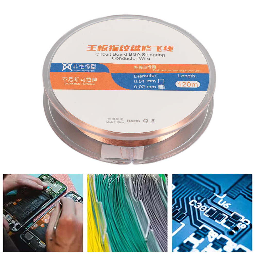 Phone Chip Conduction Wire 120M Copper Phone Motherboard Soldering Jump Wire For Welding Repair 0.02Mm 7891313475554