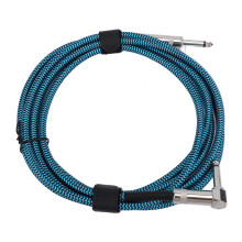 6,5 mm Nylon-gewebtes Gitarrenkabel 3 m, Winkel-zu-gerade, Blau Linie, Schwarz