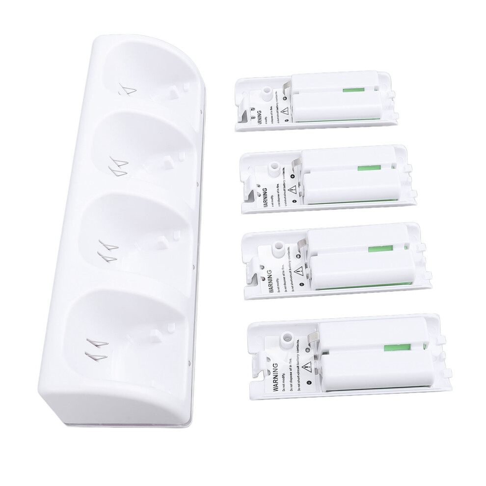 Controller Charger Station For Wii Remotes Controller Charger Dock Station With 4 Pack 2800Mah Rechargeable Battery White 9351313476435