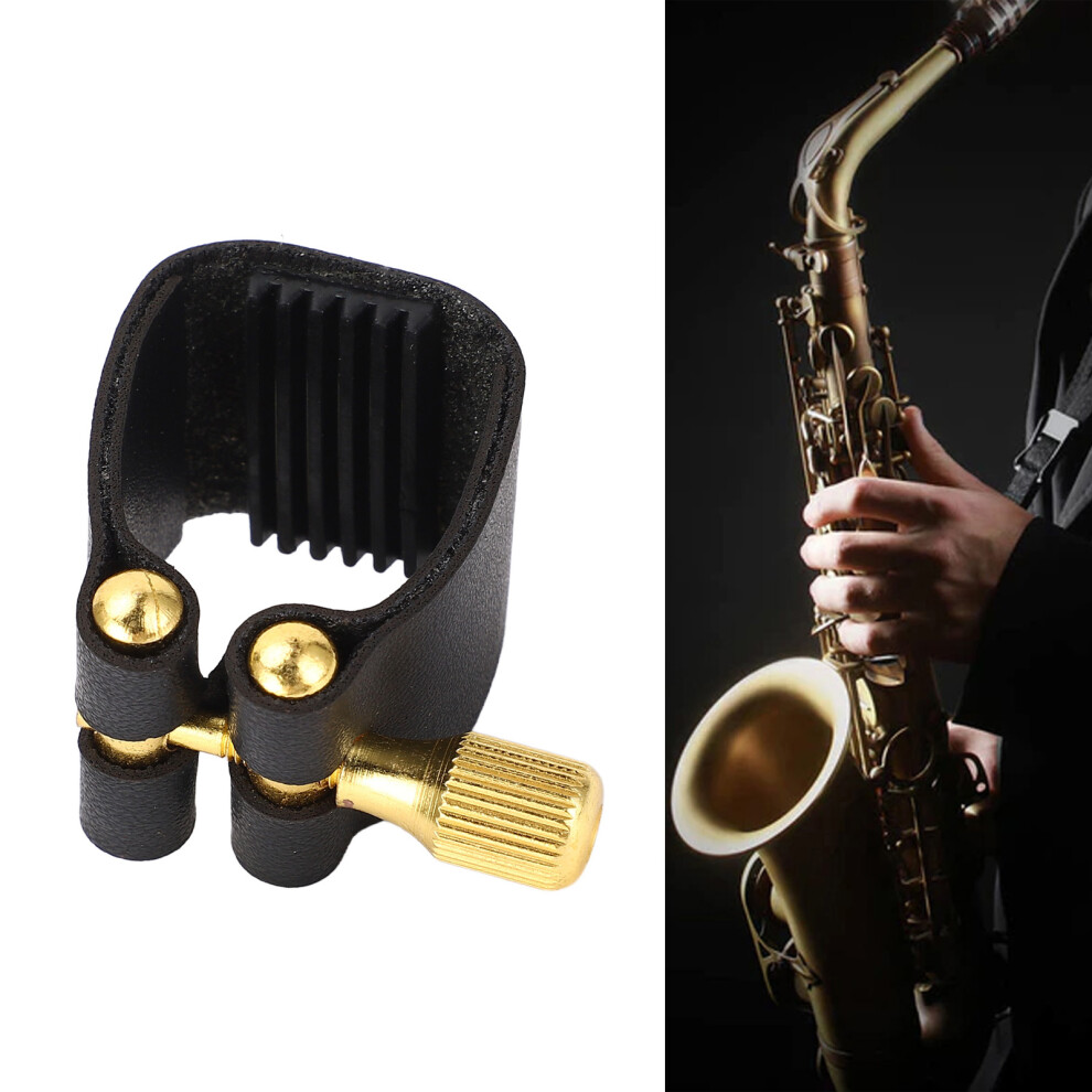 Saxophone Leather Ligature Fastener Compact Professional Replacement for Sax Mouthpiece C Type Alto