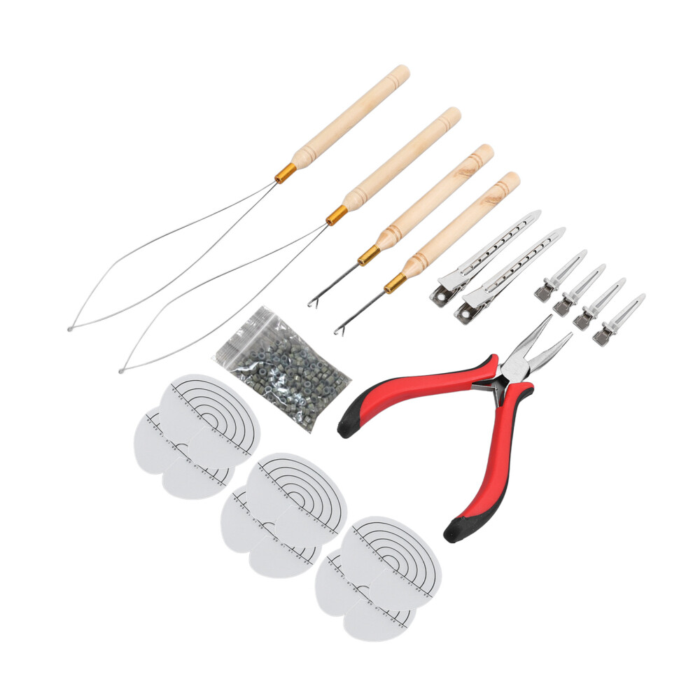 Unisex Hair Extension Tool Kit Silicone Ring Hair Extension Pliers Micro Pulling Hook Needle Loop Threader And Micro Link Tool Kit