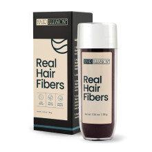 Hair Illusion Dunkelbraune Echthaarfasern fr dnner werdendes Haar 100 % natrliche Textur, nicht synthetische Haarfasern Abdeckung kahler Stell