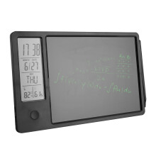 LCD Writing Tablet 10 Inch Rechargeable Erasable Electronic Doodle Board with Digital Clock Calendar for Office Business Home Black