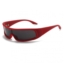 (Red Full Grey Chip) Unisex Uv400 Cycling Sunglasses UV Blocking Anti-Dazzling Wrapped Shades for Skiing Fishing Boating Motorcycling