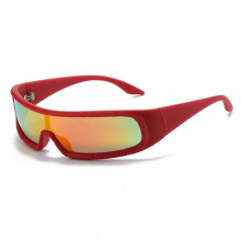 (Red Red Flakes) Unisex Uv400 Cycling Sunglasses UV Blocking Anti-Dazzling Wrapped Shades for Skiing Fishing Boating Motorcycling