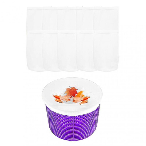 (10PCS, White) Pool Skimmer Basket Filter Socks Pool Elastic Fine Mesh Filter Socks for Most Pool Skimmer Baskets