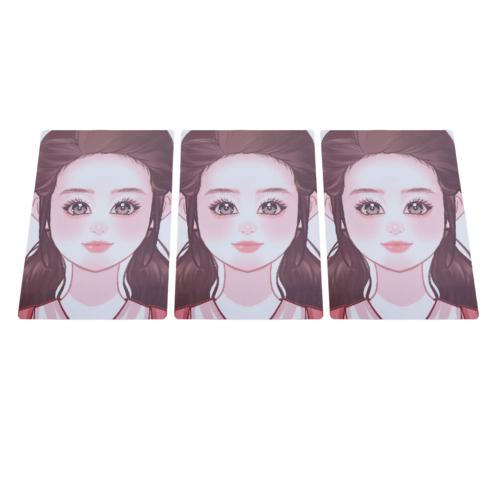3pcs Makeup Painting Practice Board Reusable Painting Exercise Template Stage Makeup Tool for Home Makeup Painting Red Top Type
