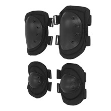 Tactical Knee Elbow Protective Pads Professional Gear Set for Outdoor Sports Skate Construction Work Round Black