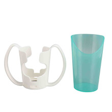 Seniorenpflege-Becher 250ml transparenter Halter mit abgeschrägter Kante
