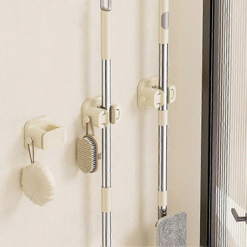 (1pc)Wall-mounted Mop Clip with Suction Cup Multifunctional Anti-Slip Mop Hooks for Bathroom 2