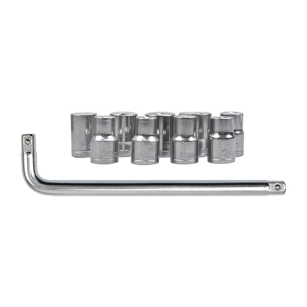 10Pcs 1/2 Wrench Socket Set 8-21Mm Auto Repair Mechanical Tool Kit Mechanical Socket Tool Combination Set With Gray Storage Box 9351313498871