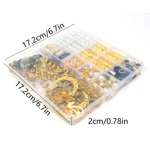 Kristall-Rhinestone-Dreadlock-Perle, 146 Stück, Legierung/ABS 1