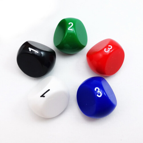 Bescon Πολυεδρικοί Ζάρι 3-Πλευρών Gaming Dice, D3 ζάρι, 5 Χρώματα 1
