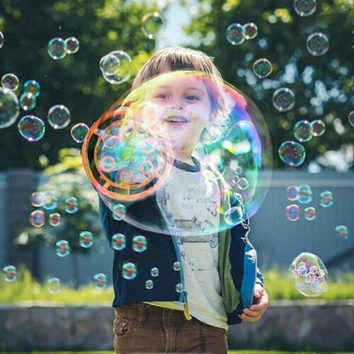 (Blue) Handheld Dinosaur Bubble Machine for Kid Battery Powered Bubble Maker for Boys Girls 2