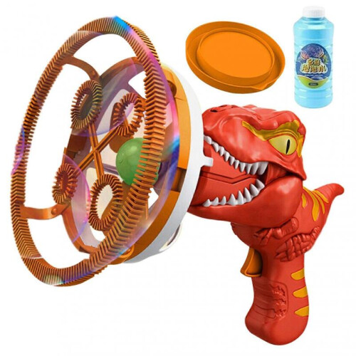 (Red) Handheld Dinosaur Bubble Machine for Kid Battery Powered Bubble Maker for Boys Girls