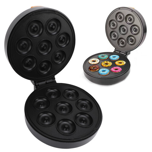 Mini Donut Maker Machine for Breakfast Snacks Desserts 1400W Double Sided Heating Makes 8 Doughnuts Donut Maker US Plug 110V