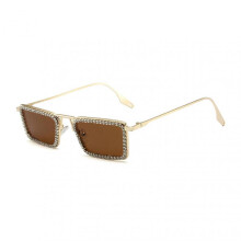 (Golden Tea) Vintage Rectangle Sunglasses Restore Real Color Wear-resistant Glasses for Outdoors