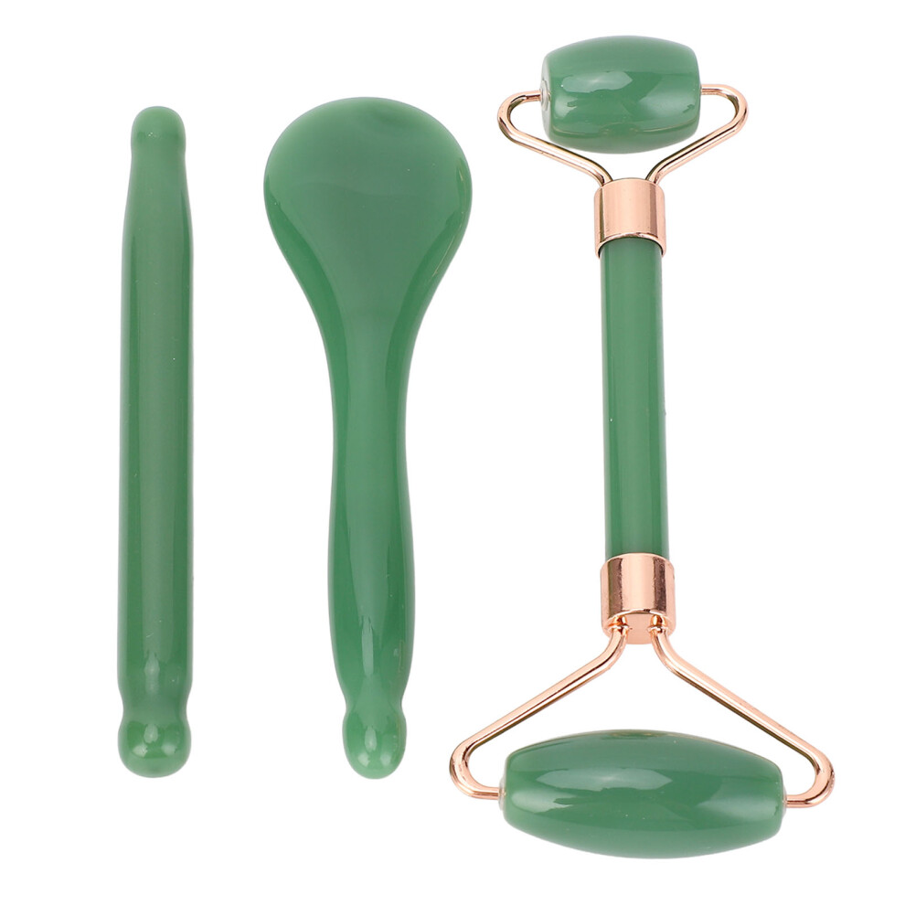Green Jadestone Roller Gua Sha Skin Care Tools Set Double Head Facial Roller Acupressure Pen Manual Spoon Shape Gua Sha Board