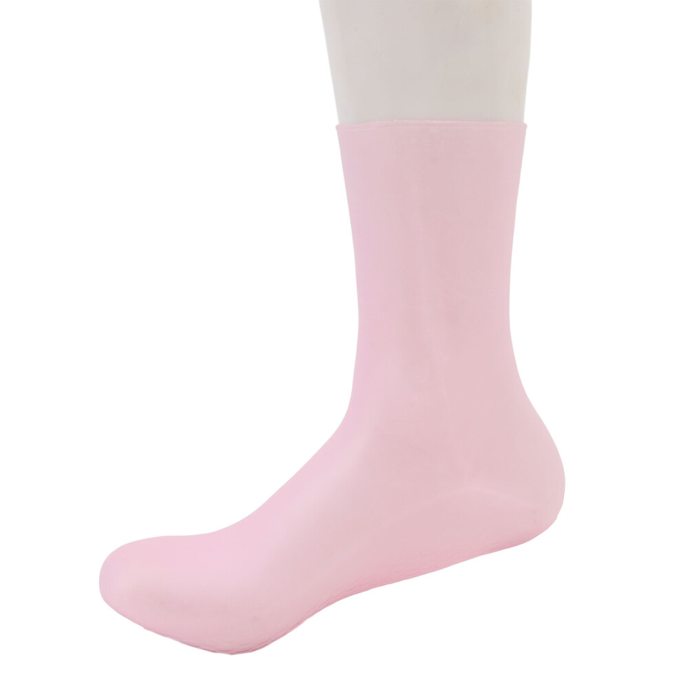 3 Pairs Silicone Moisturizing Socks Flexible Elastic Hydrating Spa Socks Pedicure Socks for Dry Cracked Feet Pink Skin Tone White L-image-OPC-PHQ8X9T-NEW