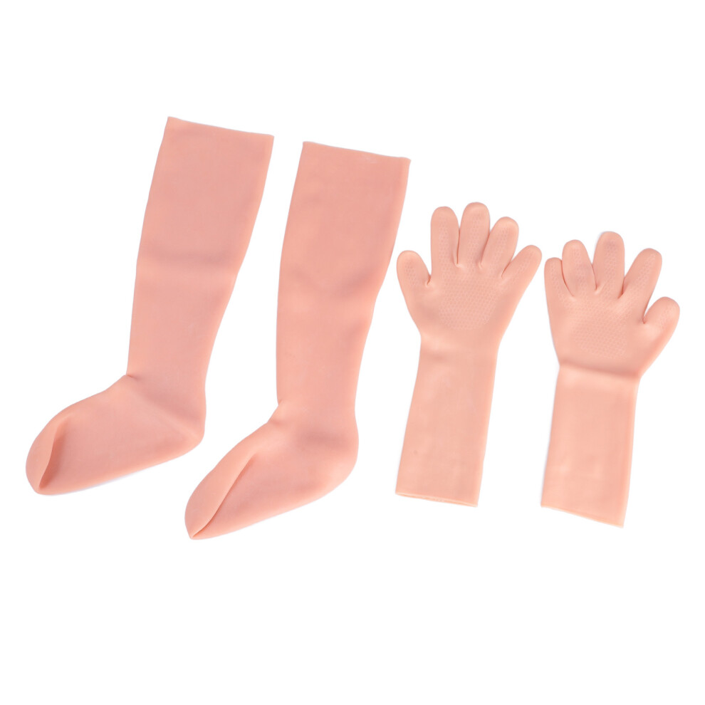 2 Pairs Moisturizing Gloves Socks Set for Repairing Softening Dry Cracked Hand Feet Extended Silicone Moisturizing Gloves Socks Skin Color-image-OPC-PHQ8XBG-NEW