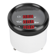 52 mm Digital-Wasser-Temperatur-Öldruck-Voltmeters, wasserdicht, schwarzes Zifferblatt