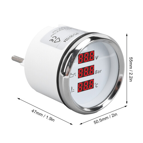 52 mm Wasserdigitalöl- und Wassertemperatur-Voltmeter für Boote und Wohnmobile 1