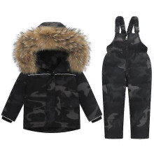 (100, Camouflage) Kids Winter Puffer Jacket And Snow Pants 2-piece Snowsuit Skisuit Set