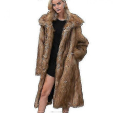(XXXL,brown)Women's Long Lapel Faux Fur Coat