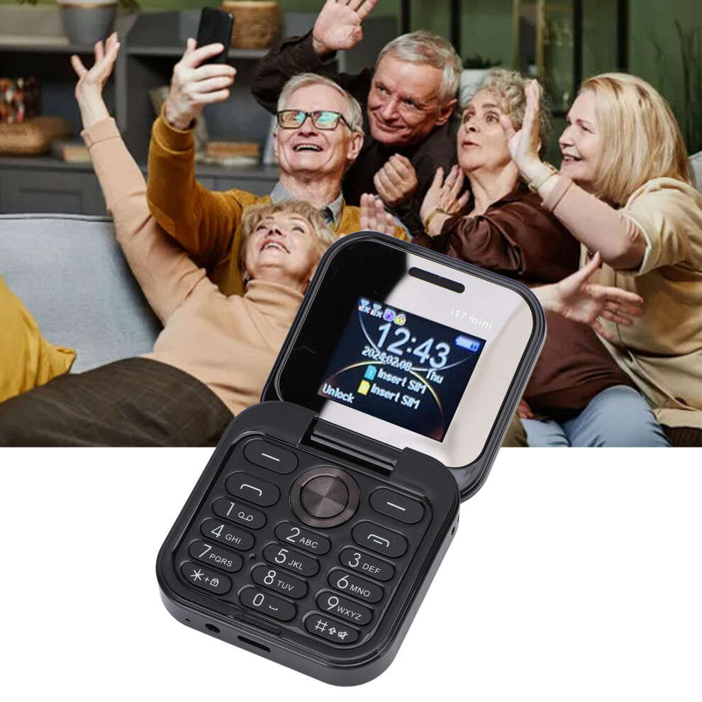 2G Flip Tiny Cell Phone For Seniors Dual Nano Sim Fm Radio Media Player Led Flashlight Hd Rear Camera Flip Smallest Mobile Phone With Lanya Black 6941313510678
