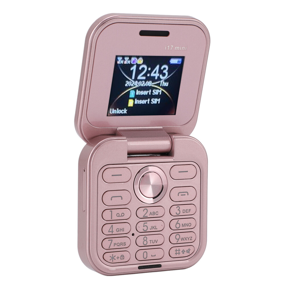 2G Flip Tiny Cell Phone For Seniors Dual Nano Sim Fm Radio Media Player Led Flashlight Hd Rear Camera Flip Smallest Mobile Phone With Lanya Pink 8031313510711