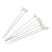 100 Stück perlmuttfarbene Kugelkopfnadeln 6,5 cm Weiß