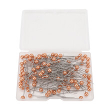 100 Stück perlmuttfarbene Kugelkopfstifte, 6,5 cm, orange