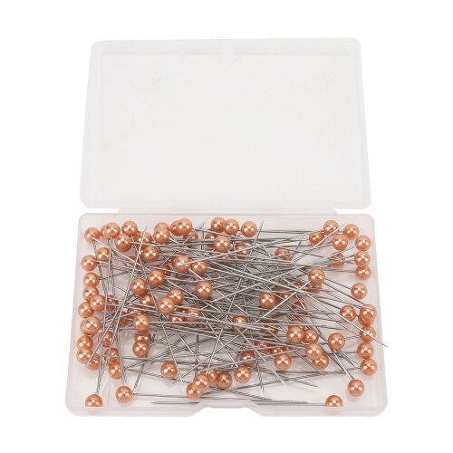100 Stück perlmuttfarbene Kugelkopfstifte, 6,5 cm, orange