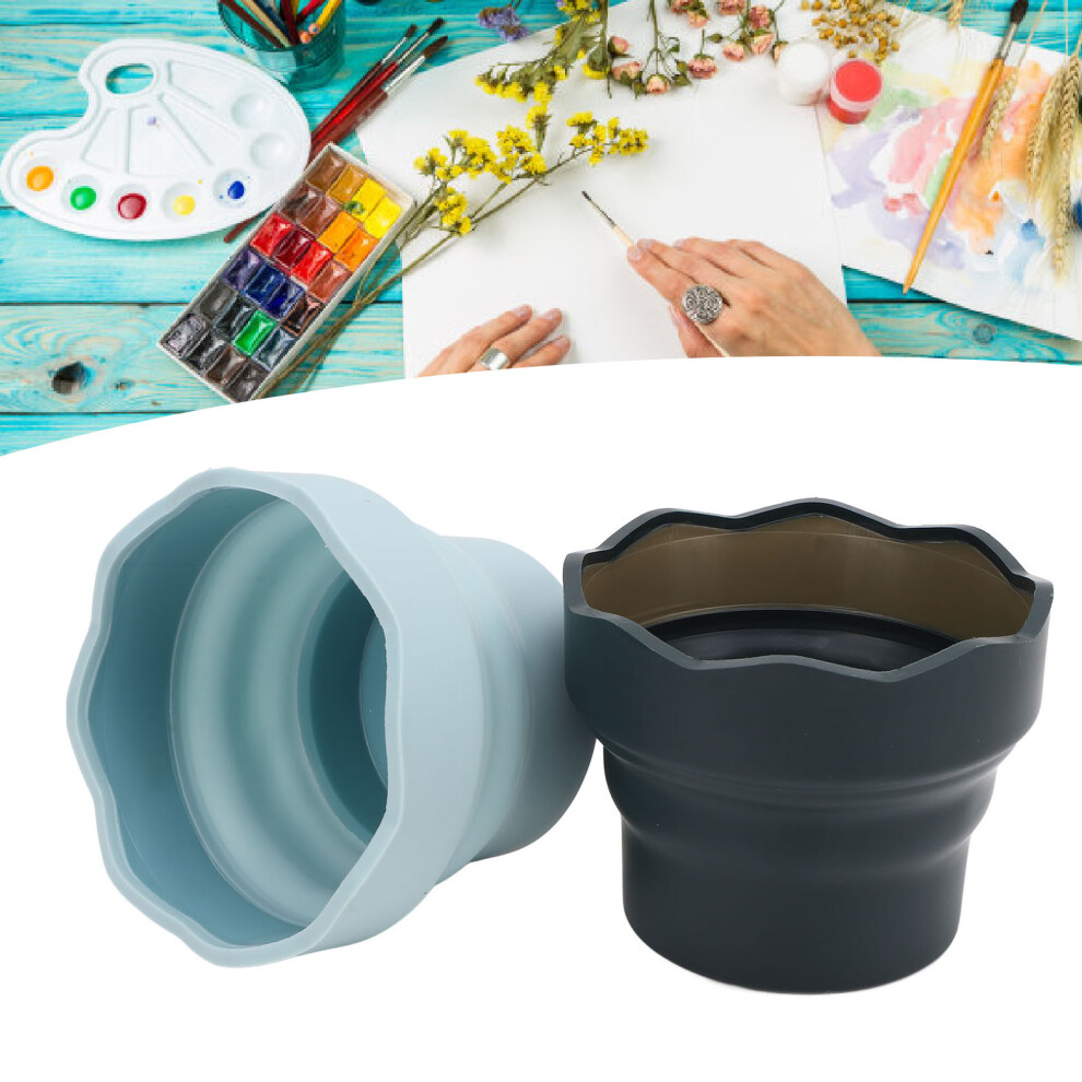 2pcs Portable Painting Water Cup Practical Easy to Use Multifunctional Foldable Painting Washing Bucket for Travelling Art Classes Blackish-image-OPC-PHQ8Y2Q-NEW