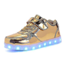(34, Gold) Kids Shoes Boys Led Light Up Shoes Childrens Sports Running Shoes