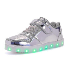 (29, Silver) Kids Shoes Boys Led Light Up Shoes Childrens Sports Running Shoes