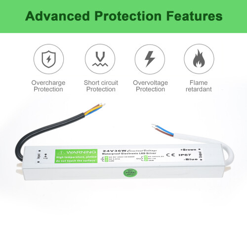 IP67-24V-36W LED-Treiber 20,0  3,0  2,0 cm Silber 2