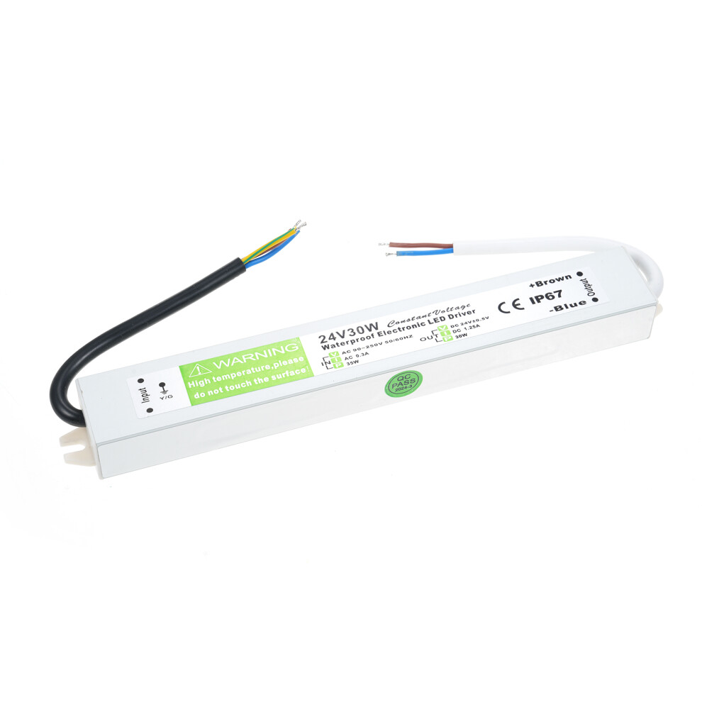 Ip67 Waterproof Led Driver Switch Power Supply Transformer Adapter Ac 90V-250V To Dc 24V 30W Constant Voltage Output For Led Strip Light Ou 4951313512048