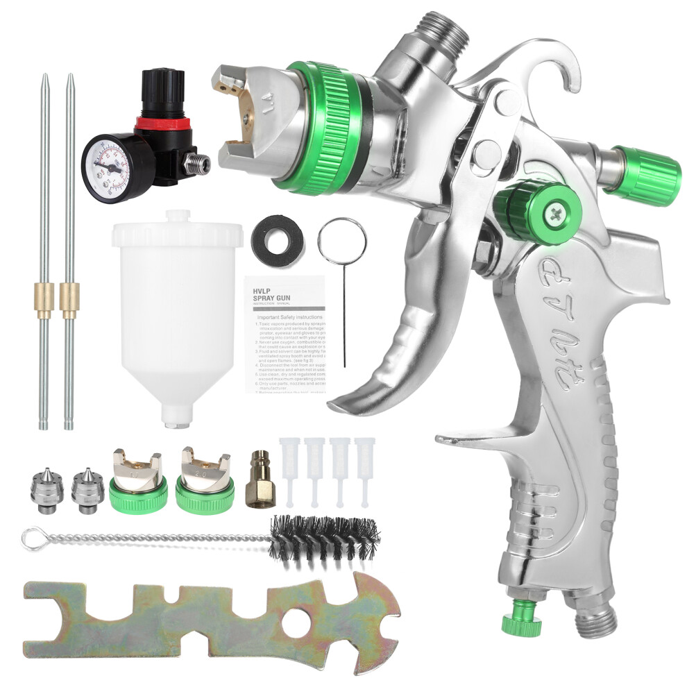 Gravity Feed Air Spray Machine Pressure Gauge Hvlp Paint Sprayer With 600Ml Cup 1.4Mm 1.7Mm 2.0Mm Nozzle For Painting Car Furniture Wall 4641313517074
