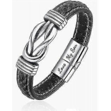Mother And Son Forever Linked Together Braided Leather Bracelet New