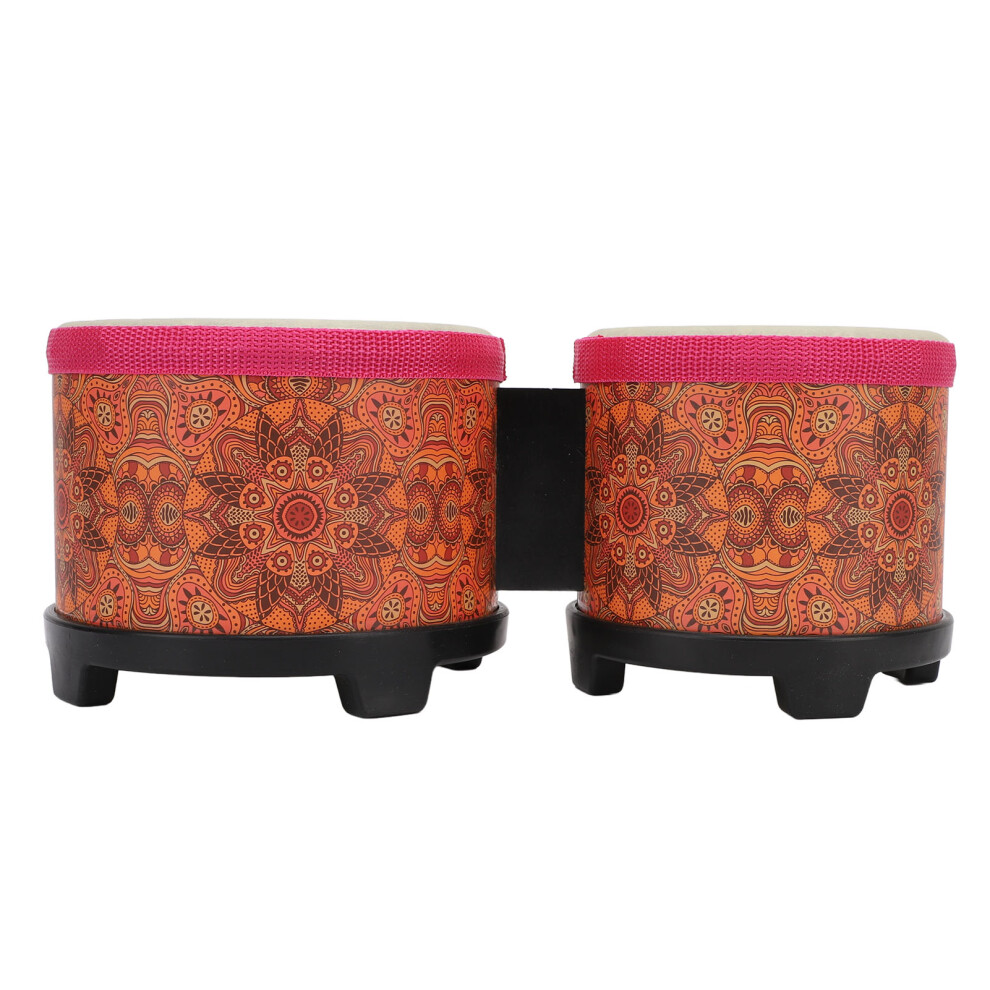 5 Inch 6 Inch Bongo Drum Set Combination Drum Hand Percussion Accompaniment Instrument for Kids Adults Orange Texture