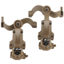 (Mud Color) Helmet Headphone Rail Adapter Kit 360-Degree Rotation Headset Helmet Rail Mount Kit for OPS Core ARC Rails