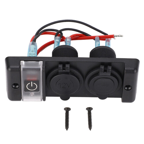 3-in-1 Power-Combo-Schalterpanel Rot, 16A, 12V, USB 2