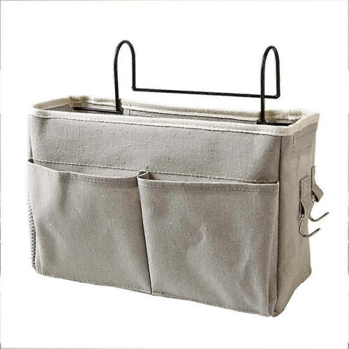 (Dark Grey)Bedside Storage Bag Hanging Organizer Bedside Caddy for Bunk Dorm Rooms Bed Rail