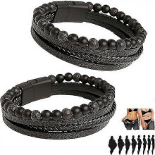 (19cm,Black)2pcs Volcanicx Wellness & Relief Bracelet